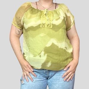 Fairy earthy watercolor tie dye silk blouse